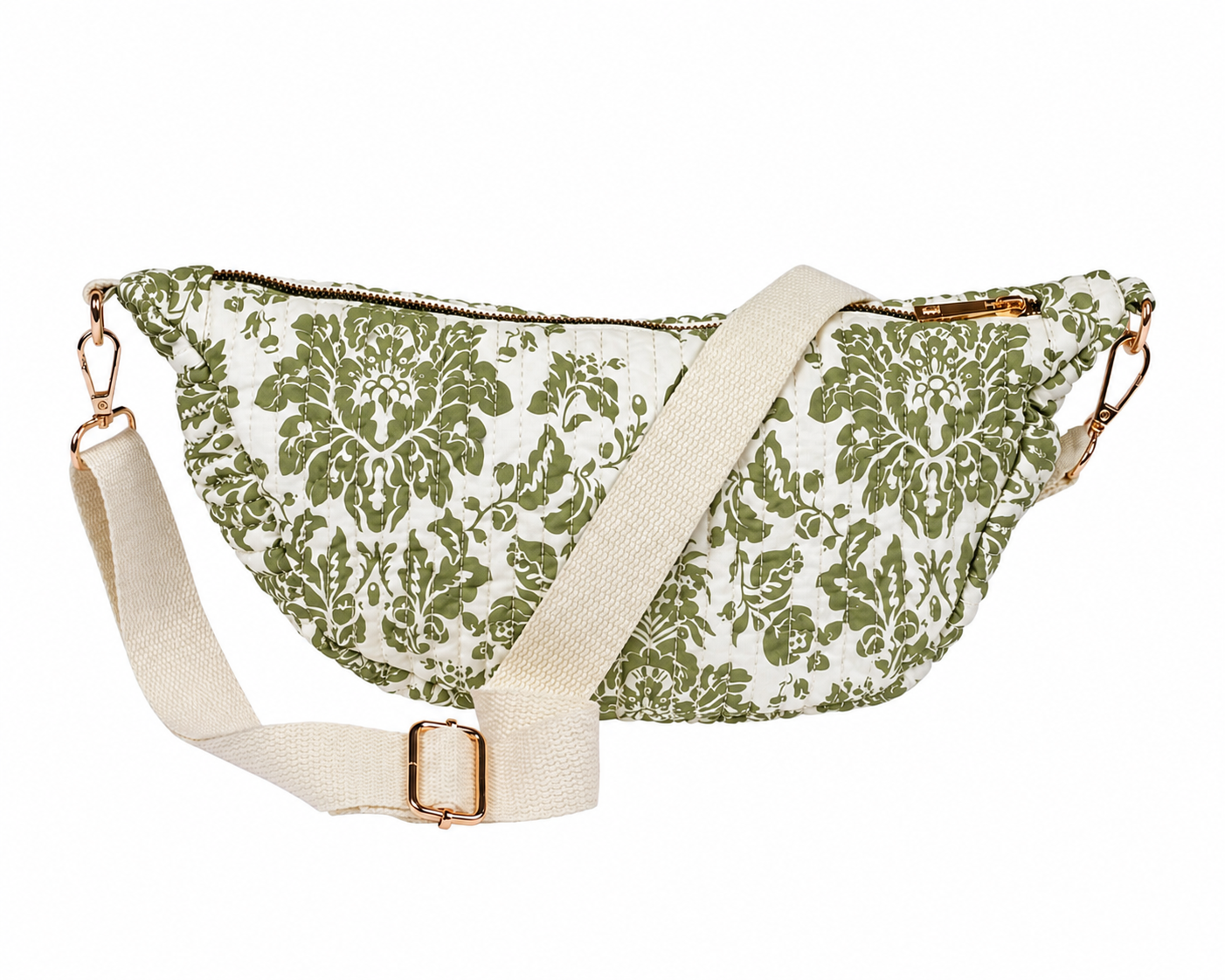 (image for) 2325 Olive Floral Quilted Sling-Chest Bag